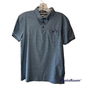 Ted Baker London Men's Polo Shirt Button Down Collar Size UK 4 Blue Slim Fit